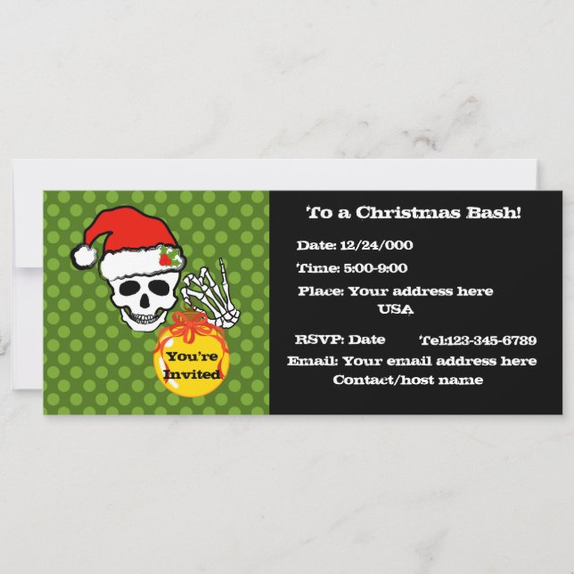 Invitación Navidades cráneo (Anverso)