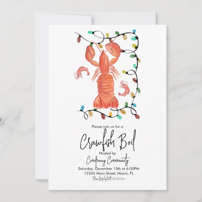 Invitación Navidades Crawfish Crustacean Flyer (Anverso)