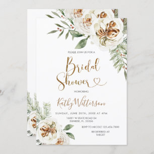 Invitación Navidades Creamy White Winter Floral Bridal Shower