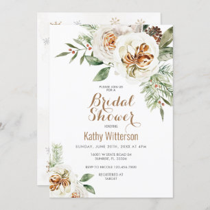 Invitación Navidades Creamy White Winter Floral Bridal Shower