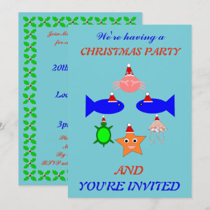 Invitación Navidades Criaturas marinas personalizadas