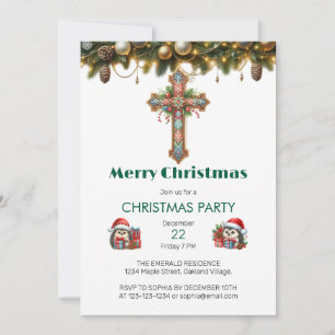 Invitación Navidades cruzados de patrones florales festivos