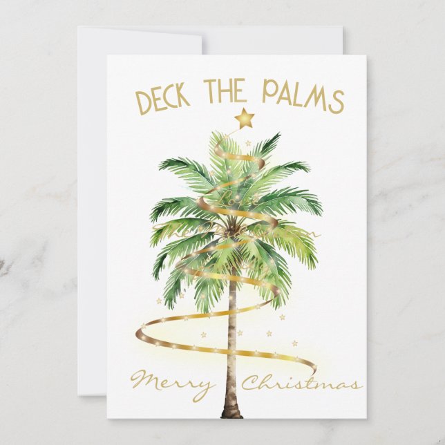 Invitación Navidades Cubierta Tropical De Palma Saludo A Las  (Anverso)