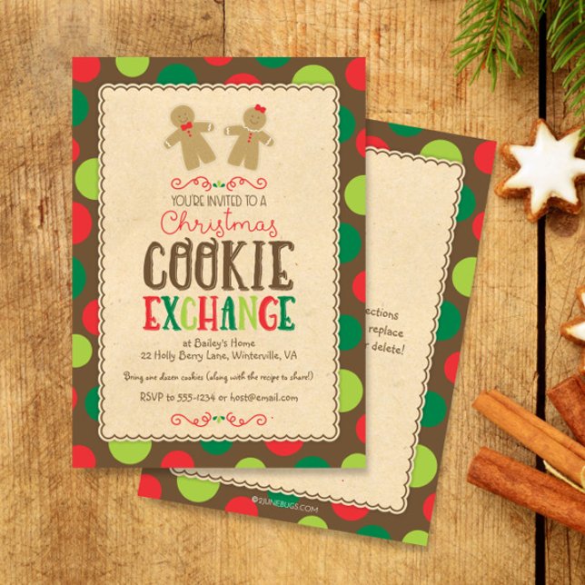 Invitación Navidades Cute Gingerbread Fiesta Cookie Exchange (Subido por el creador)