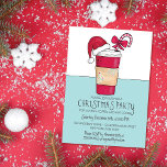 Invitación Navidades Cute Red Santa Hat Coffee Candy Cane<br><div class="desc">Esta encantadora y artística invitación a la fiesta de Navidades es la manera perfecta de difundir el espíritu de las vacaciones. Se compone de una taza de café con acuarela roja, verde, blanca y negra pintada a mano con una manga de papel decorativa, un gorra de Santa Claus y un...</div>