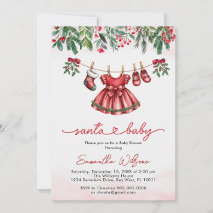 Invitación Navidades Cute Santa Bebé Ropa Baby Shower