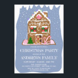Invitación Navidades Cute Winter Gingerbread Candy House<br><div class="desc">Esta encantadora y festiva invitación a la fiesta de los Navidades es perfecta para las vacaciones. Presenta ilustraciones personalizados de un hombre de pan de jengibre frente a su casa de jengibre con dulces, una galleta de azúcar de árbol de Navidad, decoraciones de hielo, chupetes, gotas de goma y caramelos...</div>
