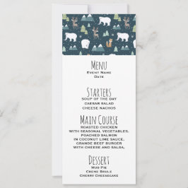 Invitación Navidades Cutos Animales de Invierno Menú Patrón R