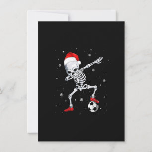 Invitación Navidades Dabbing Skeleton Soccer Santa Hat Regalo