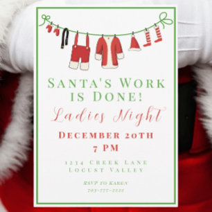 Invitación Navidades Damas El trabajo de Santa Noche está hec