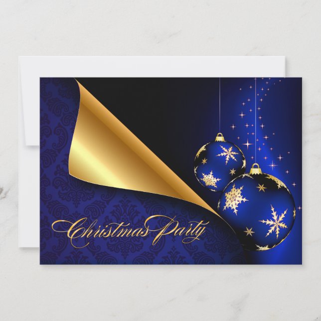 Invitación Navidades de Acondicionamiento Elegante Blue Black (Anverso)