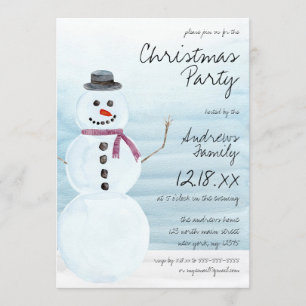 Invitación Navidades de acuarela azul de invierno de vacacion