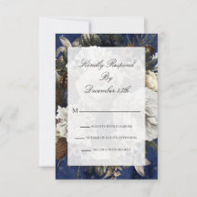 Navidades de acuarela azul floral RSVP