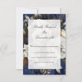 Invitación Navidades de acuarela azul floral RSVP