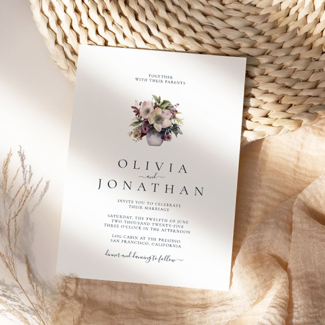 Invitación Navidades de acuarela Boda de invierno FLoral (Subido por el creador)