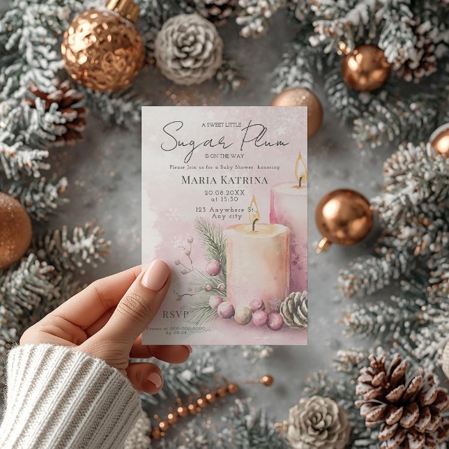 Invitación Navidades de acuarela Candle Baby Shower (Subido por el creador)