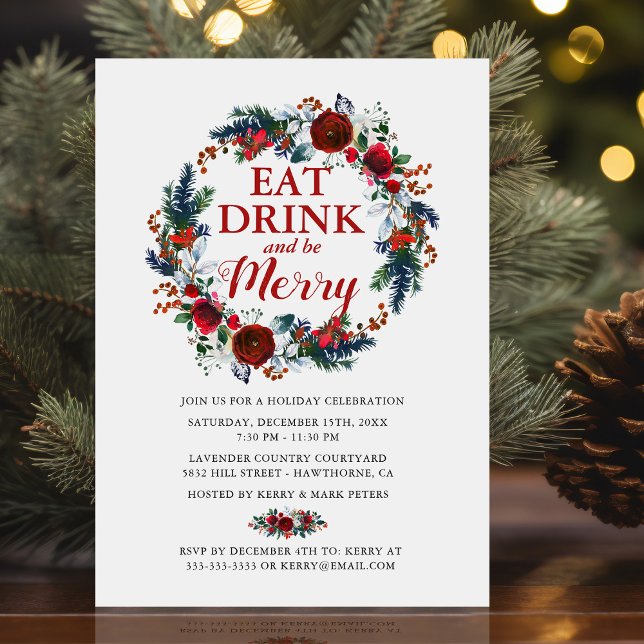 Invitación Navidades de acuarela celebran fiesta de Navidad (Subido por el creador)