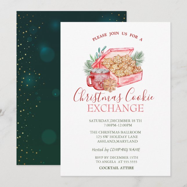 Invitación Navidades de acuarela Cocina Estrellas Navidades V (Anverso / Reverso)