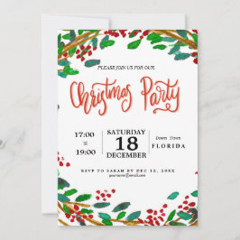 Invitación Navidades de acuarela con letras a mano