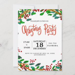 Invitación Navidades de acuarela con letras a mano