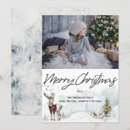 Invitación Navidades de acuarela de animales rústicos de Wood