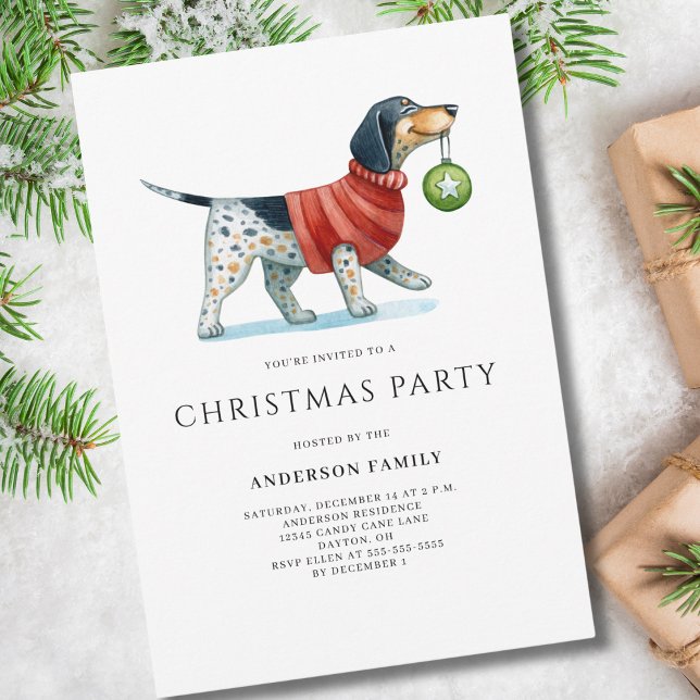 Invitación Navidades de acuarela de perro lindo (Subido por el creador)