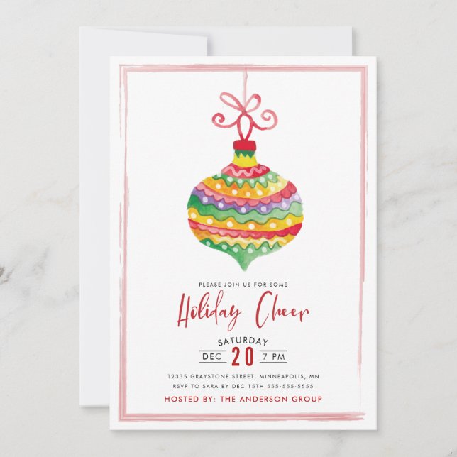 Invitación Navidades de acuarela Fiesta de negocios de Holida (Anverso)