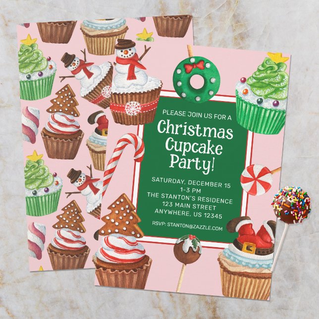 Invitación Navidades de acuarela Fiesta decorativo de pastele (Subido por el creador)