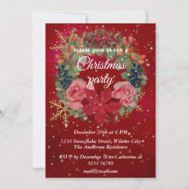 Invitación Navidades de acuarela floral floral flor correa po