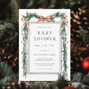 Invitación Navidades de acuarela Garland Baby Shower