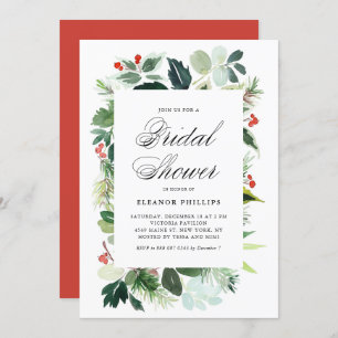 Invitación Navidades de acuarela Green Frame Bridal Shower