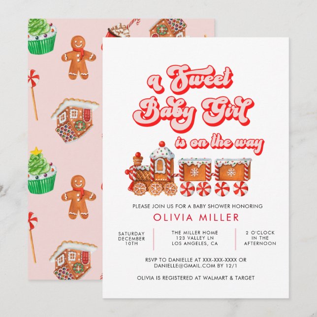 Invitación Navidades de acuarela moderna Baby Shower (Anverso / Reverso)