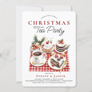 Invitación Navidades de acuarela moderna Fiesta de té