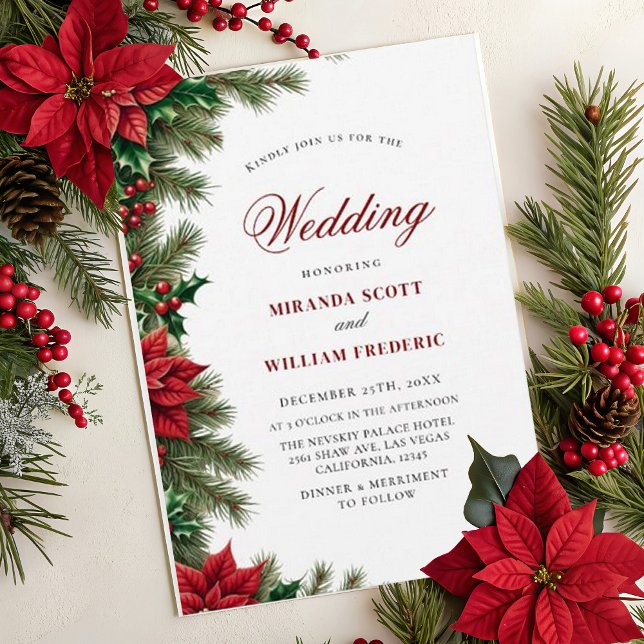 Invitación Navidades de acuarela rusa Boda de floral roja (Subido por el creador)