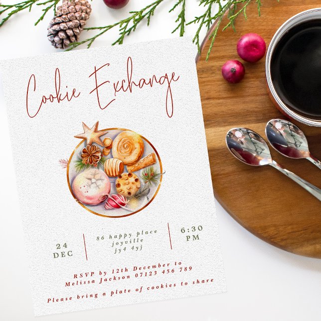 Invitación Navidades de acuarela simples Fiesta de Cookie Exc (Subido por el creador)