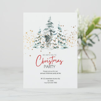 Invitación Navidades de acuarela tradicionales Blue Red Gold