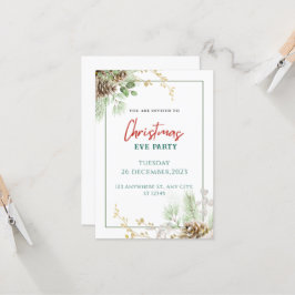 Invitación Navidades de acuarela verde