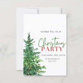 Invitación Navidades de acuarela verde blanco