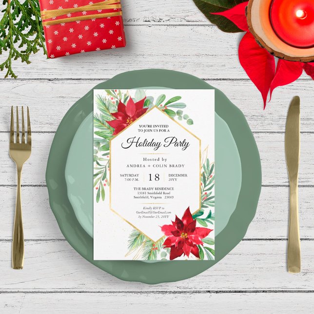 Invitación Navidades de acuarela verde + Fiesta de vacaciones (Subido por el creador)