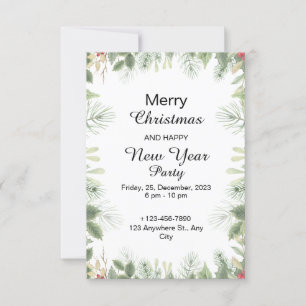 Invitación Navidades de acuarela verde y roja