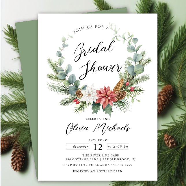 Invitación Navidades de acuarela Wreath Bridal Shower (Subido por el creador)
