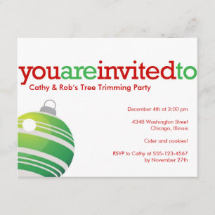 Invitación Navidades de adorno rojo personalizado fiesta de v