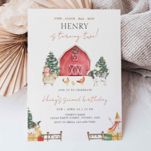 Invitación Navidades de Animales Barnyard Fiesta de cumpleaño