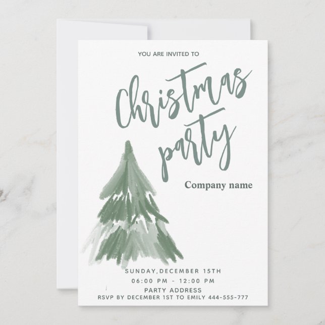 Invitación Navidades de árbol de acuarela de invierno fiesta  (Anverso)