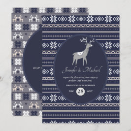 Invitación Navidades de arte folclórico de Navy Blue Stag CUA