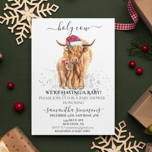 Invitación Navidades de Baby Shower de Holy Cow Highland Calf (Subido por el creador)