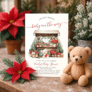 Invitación Navidades de Baby Shower de mercado local