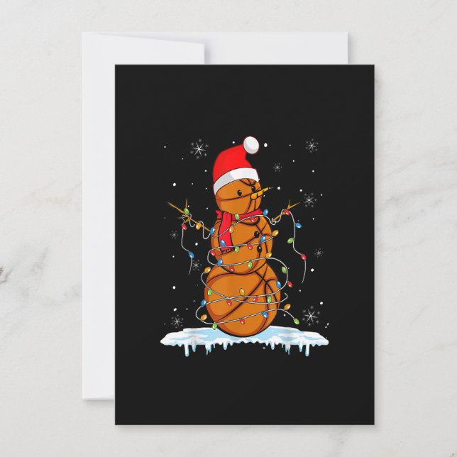 Invitación Navidades de baloncesto Snowman Santa Xmas enciend (Anverso)