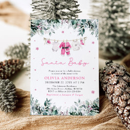 Invitación Navidades de bebé rosado Clothesline Baby Shower