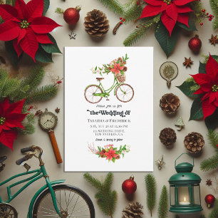 Invitación Navidades de bicicleta retro Poinsettia Boda de va